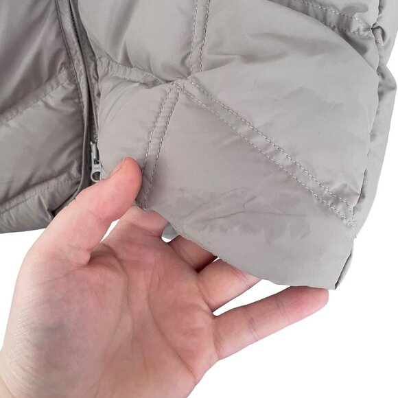 LL Bean Long Down Filled Puffer Coat PXS Petite XS Taupe Quilted Zip Up Jacket - Picture 3 of 7